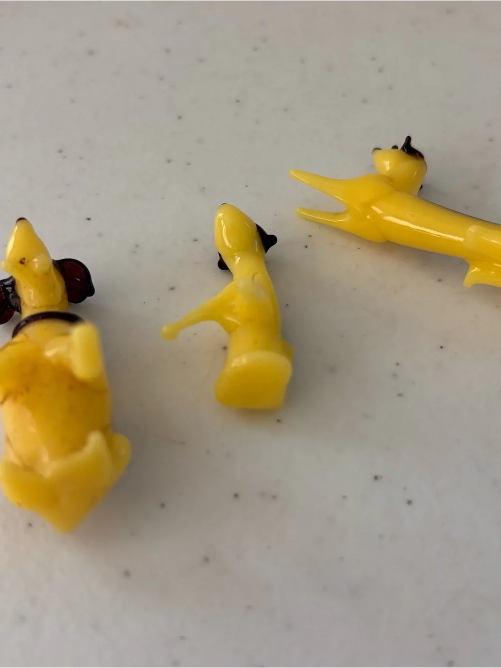 Yellow Miniature Dog Figurine Set - Glass Decorative Pets